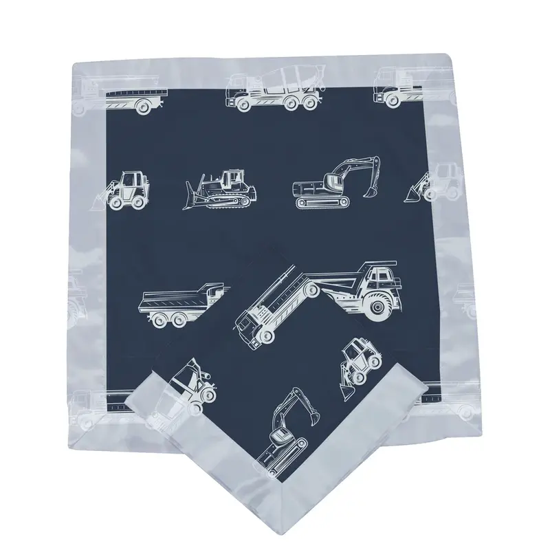 Newcastle Classics Baby cotton muslin safety blanket - Dump trucks and excavators