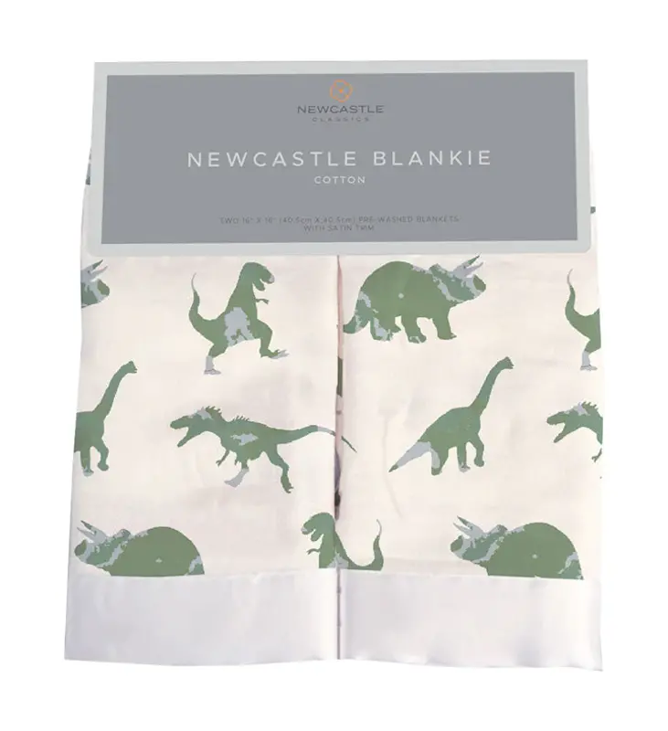Newcastle Classics Muslin baby blanket - Green granite dinosaurs