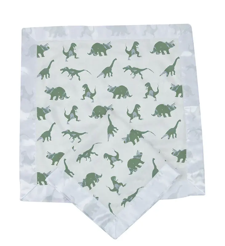 Newcastle Classics Muslin baby blanket - Green granite dinosaurs