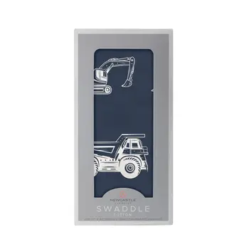 Newcastle Classics Cotton Muslin swaddle - Dump trucks and excavators