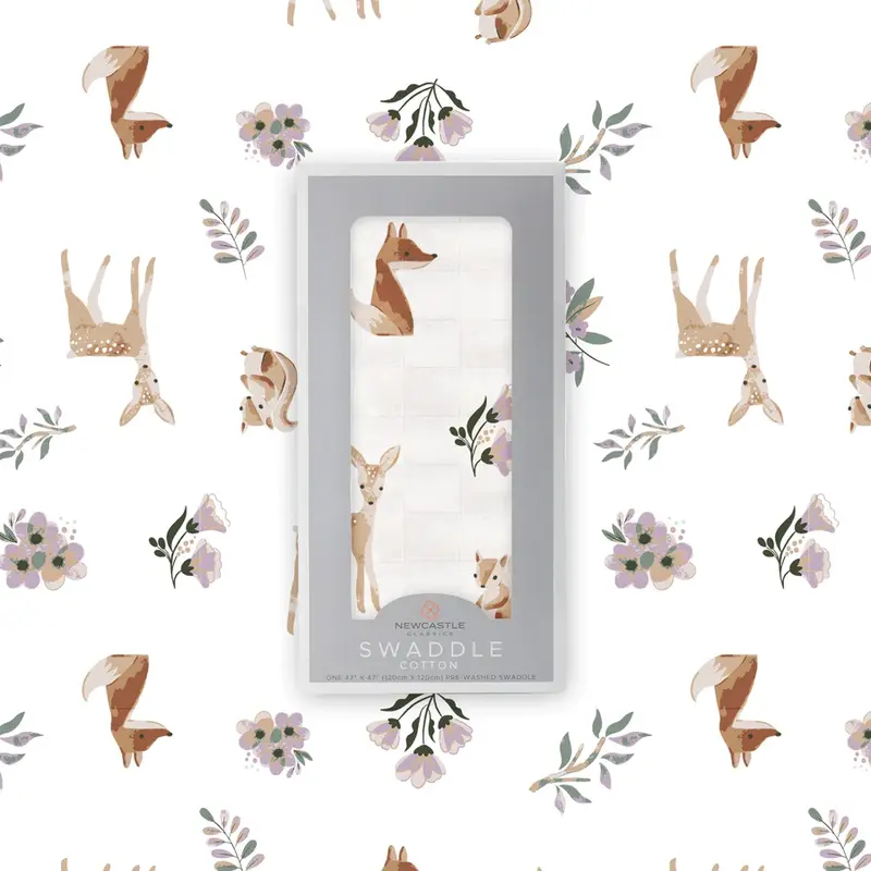 Newcastle Classics Cotton muslin swaddle - Sierra fox and deer