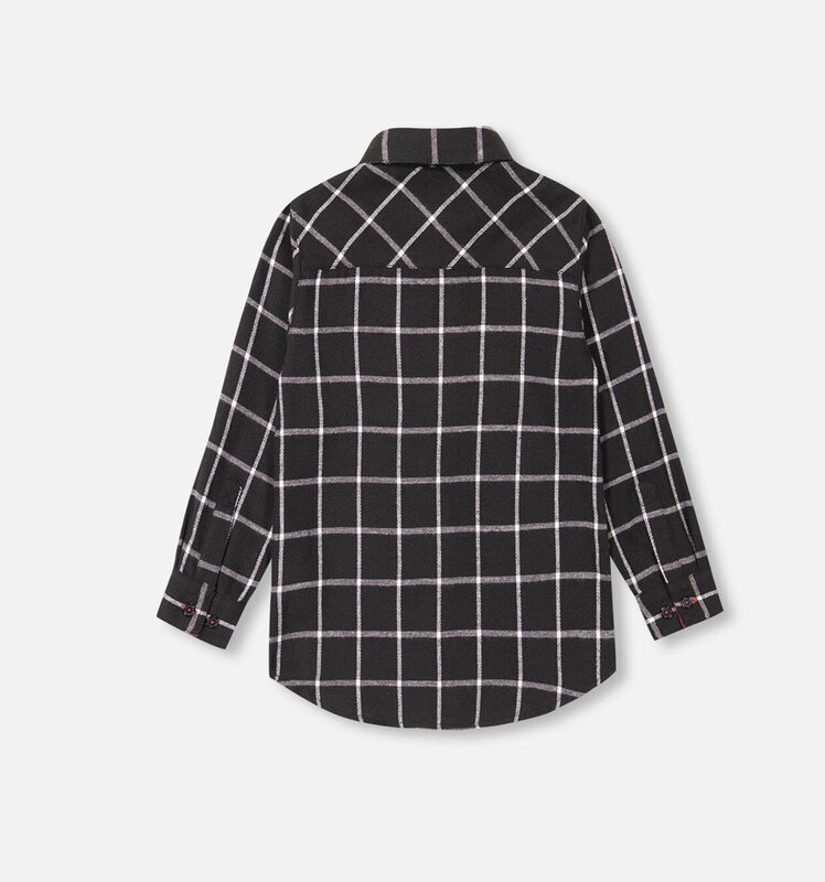 Deux Par Deux Flannel Shirt Black Plaid