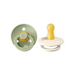 Bibs Set of 2 latex pacifiers 6-18M - Sage / Ivory
