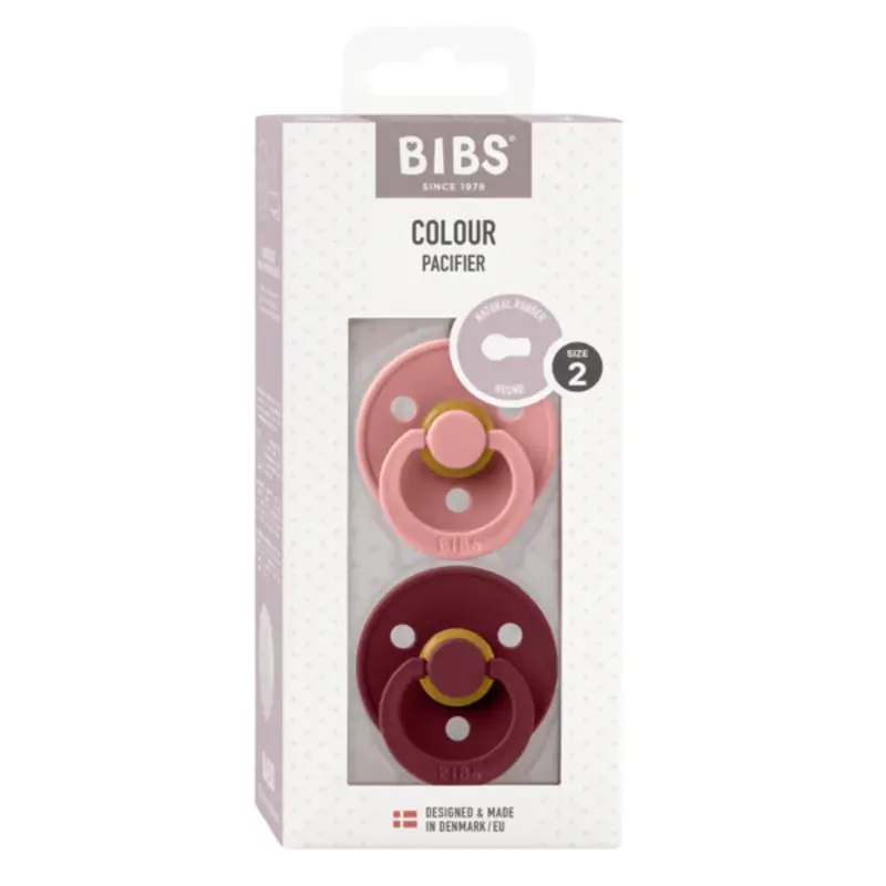 Bibs Set of 2 latex pacifiers 6-18M - Dusty Pink / Elderberry