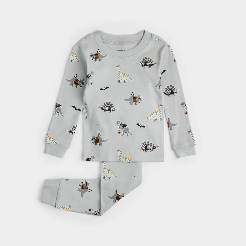 Petit Lem Dinoscaries Glow in the Dark on Lunar Grey PJ