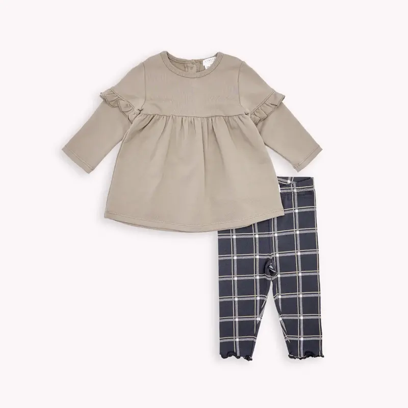 Petit Lem Gray plaid dress set