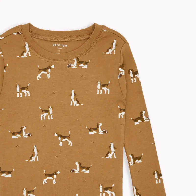 Petit Lem Ensemble pyjama ambre à imprimés de beagle