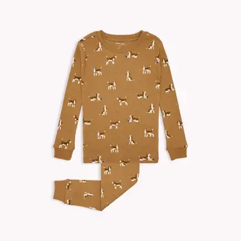 Petit Lem Beagle Print on Amber PJ Set