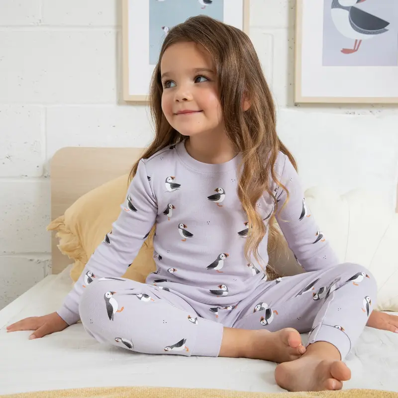 Petit Lem Puffin Print on Pale Lilac PJ Set