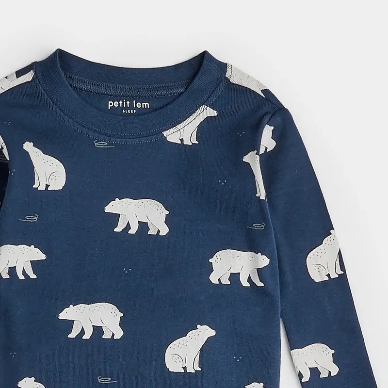 Petit Lem Ensemble pyjama bleu foncé à imprimés d'ours polaires