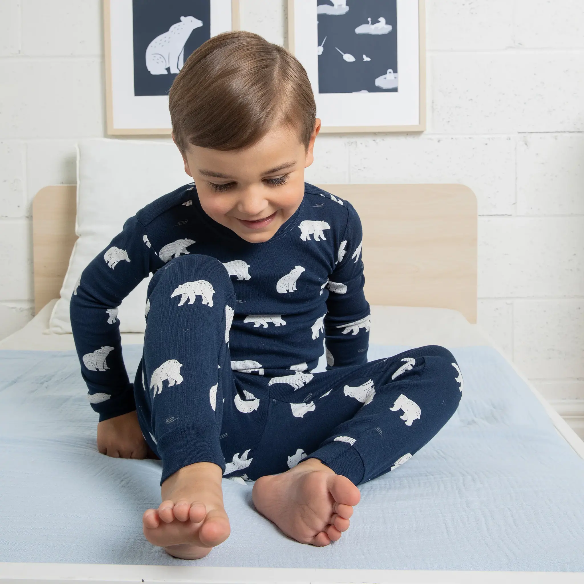 Ensemble pyjama manches longues à motifs ourson bébé garçon