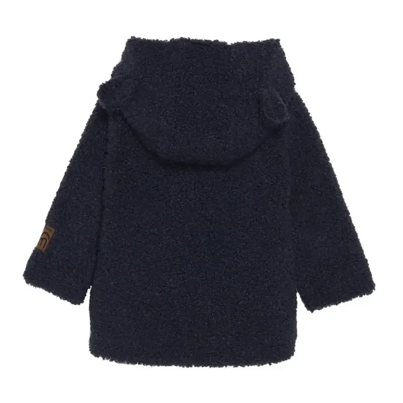 minymo Plush coat with hood navy blue