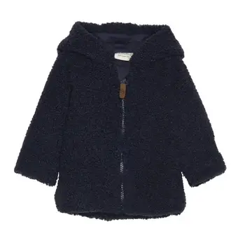 minymo Plush coat with hood navy blue