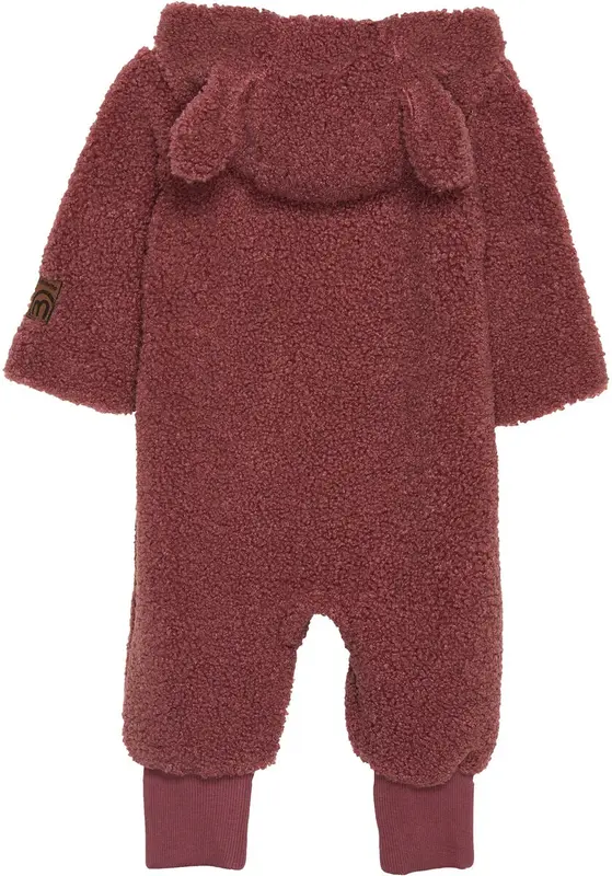 minymo Plush one-piece set with hood- Pink