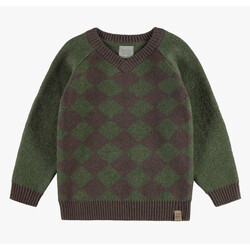 Souris Mini Chandail de maille verte foncé à carreaux (enfant)