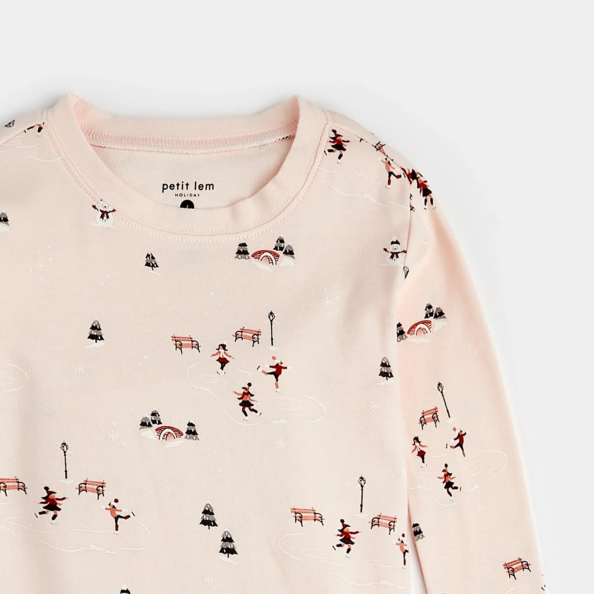 Petit Lem Ensemble pyjama rose pivoine à imprimé «Patinoire»