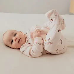 Petit Lem Pond Skating Print on Silver Peony Sleeper