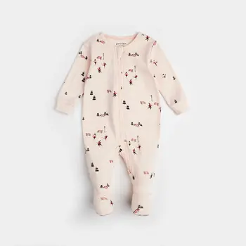 Petit Lem Pond Skating Print on Silver Peony Sleeper