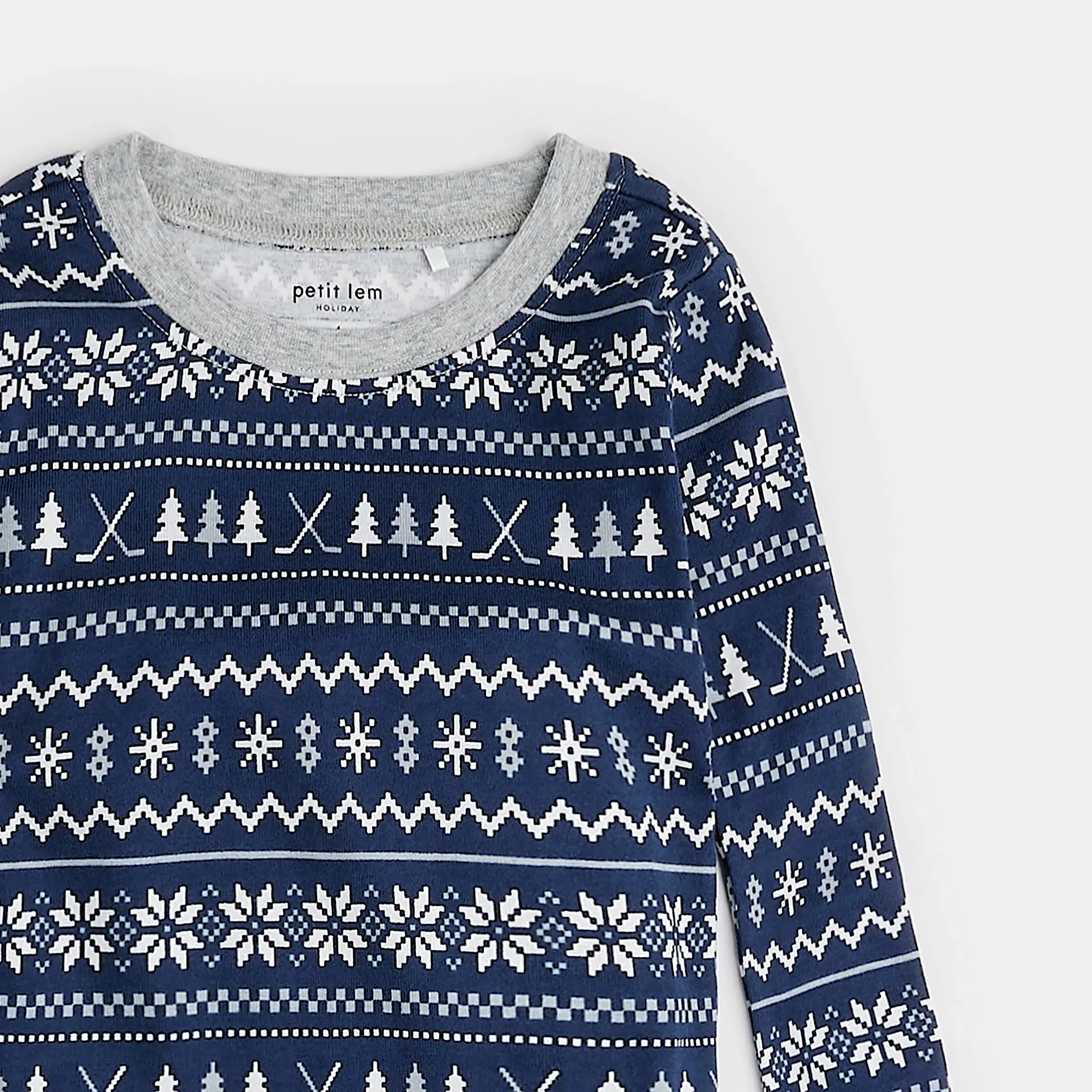 Petit Lem Ensemble pyjama bleu marin à motif jacquard