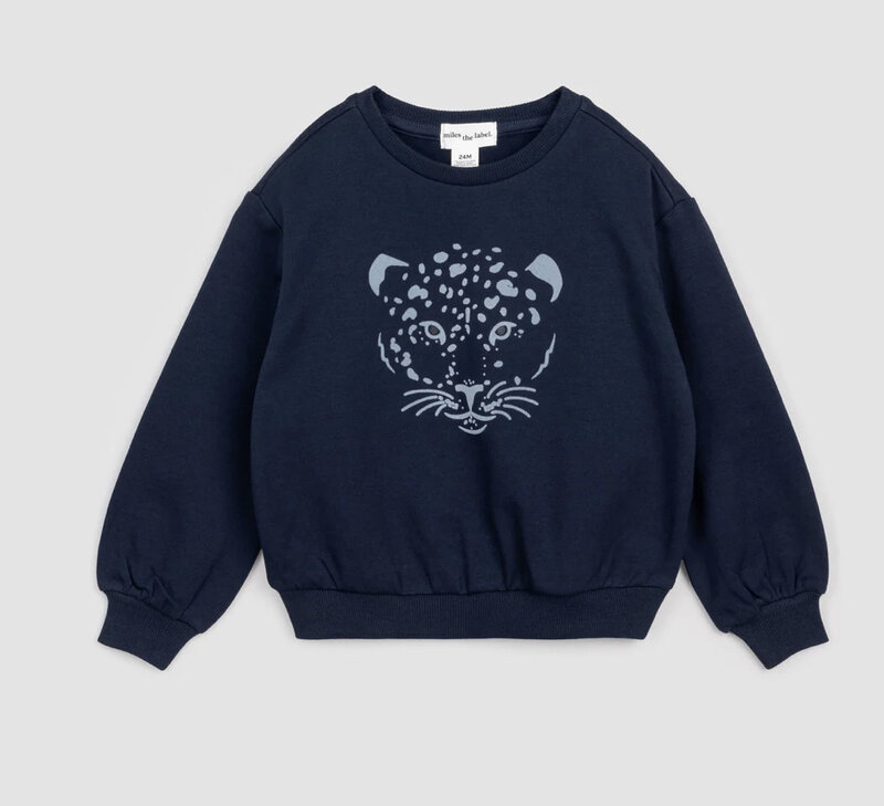 Miles the label Snow Leopard on Winter Navy Sweatshirt