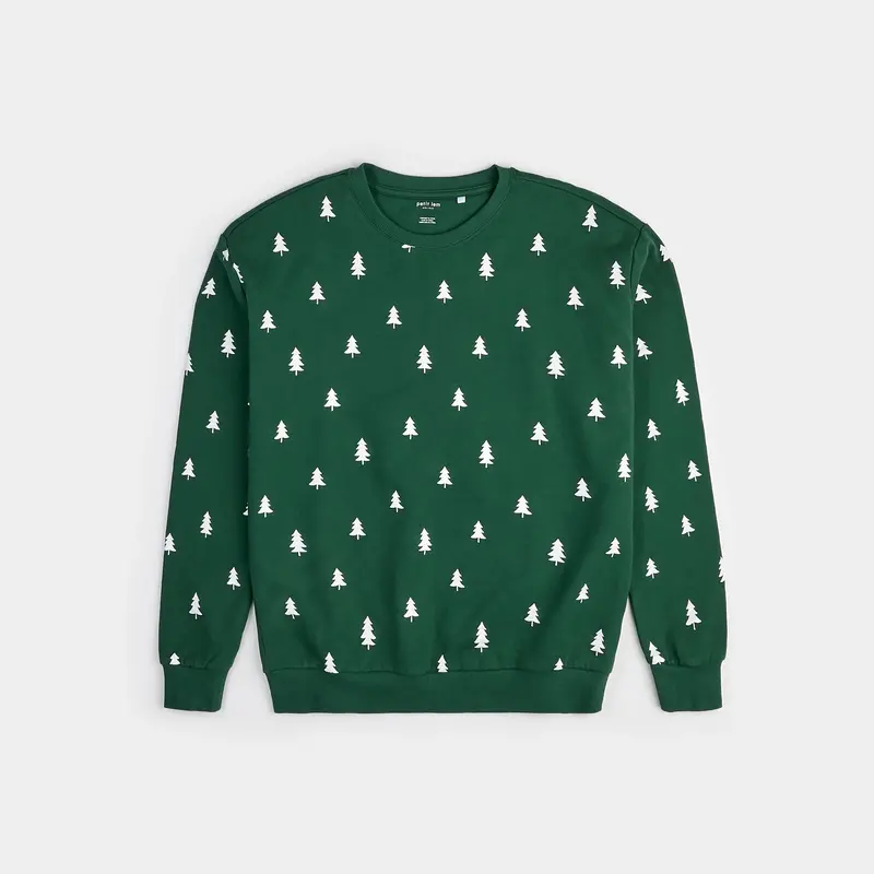 Petit Lem Pine Trees Print on Trekking Green Fleece Men's Sweatshirt