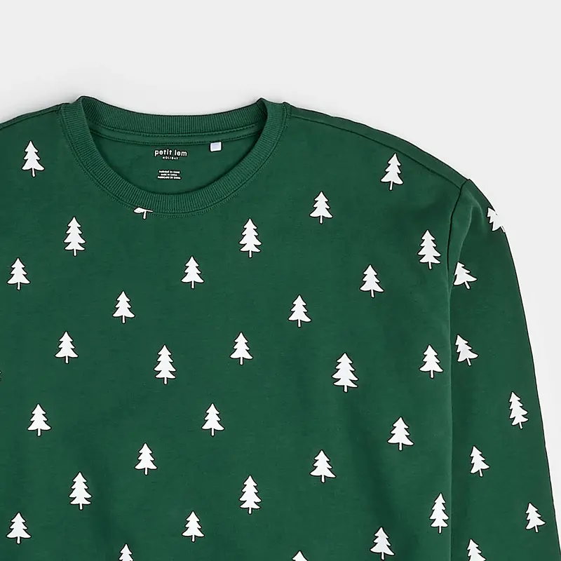 Petit Lem Pine Trees Print on Trekking Green Fleece Men's Sweatshirt
