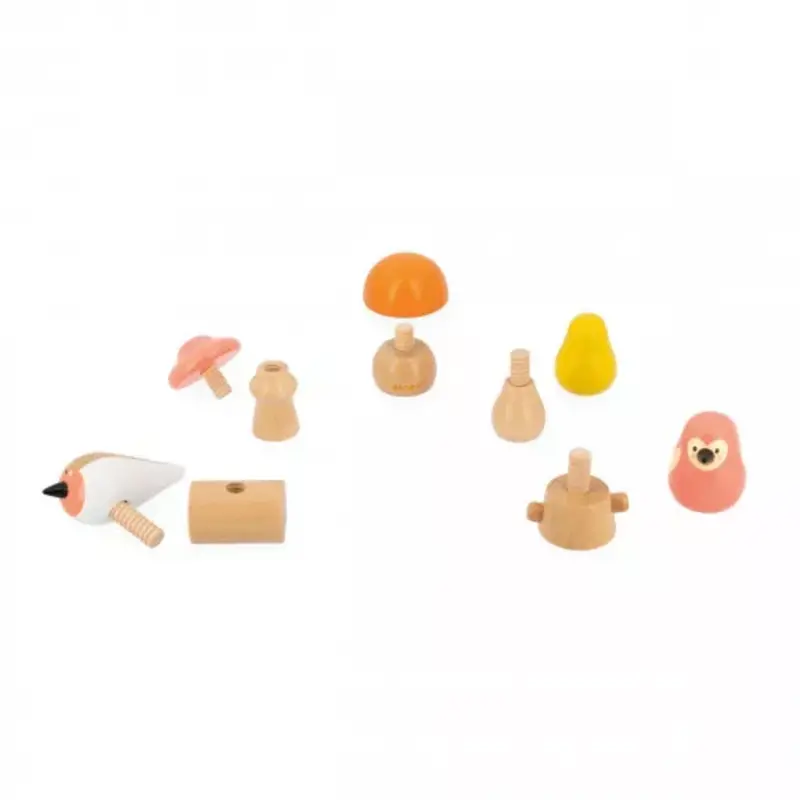 Janod Birds and mushrooms screw toys