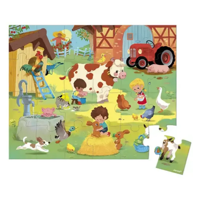 Puzzle 24pcs - Une journée à la ferme - Hello & Co - Magasin de bébé