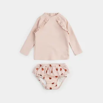 Petit Lem Maillot de bain manches longues rose avec couche-culotte - Coccinelles