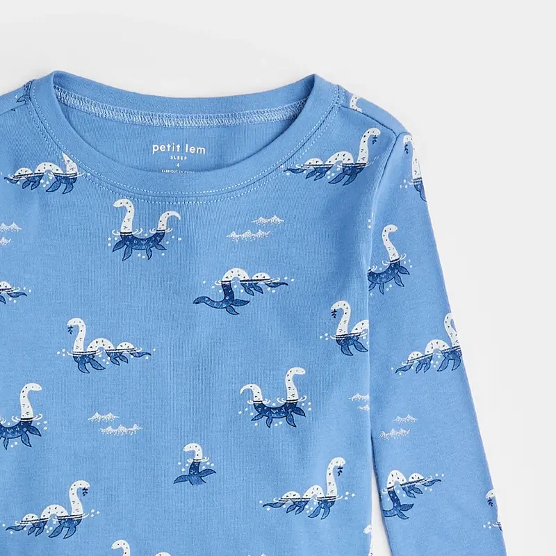 Petit Lem Ensemble de pyjama bleu à imprimé de monstres du Loch Ness