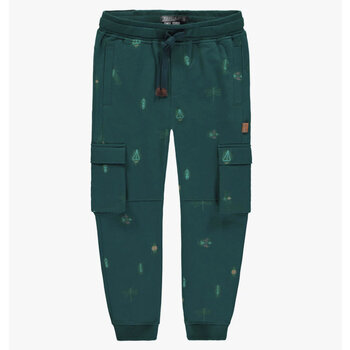 Souris Mini GREEN REGULAR FIT PANTS WITH PRINT IN FRENCH TERRY