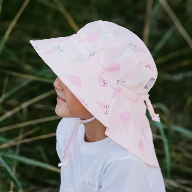 Jan&Jul Kids water repellant adventure hats - Pink ice cream