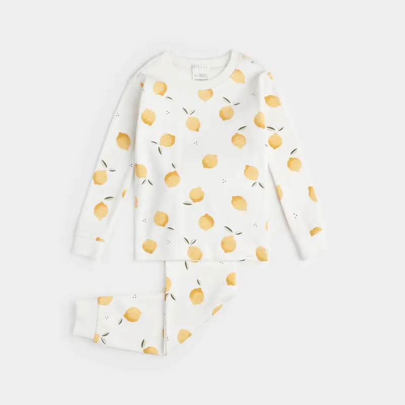 Petit Lem Lemon Print on Infant PJ Set