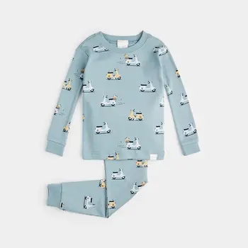 Petit Lem Ensemble pyjama bleu clair à imprimé de motorinos pour bébé