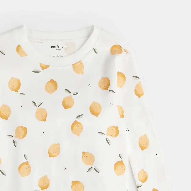 Petit Lem Ensemble pyjama blanc à imprimé de citrons
