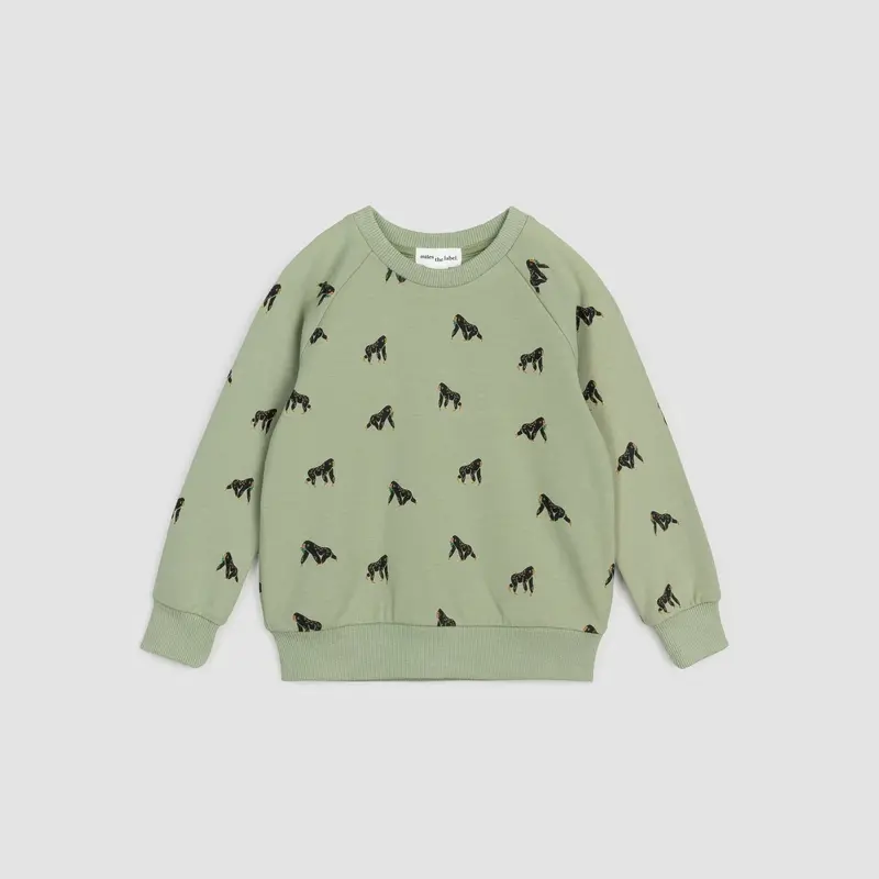 Miles the label Gorilla Print on Tea Green Sweatshirt