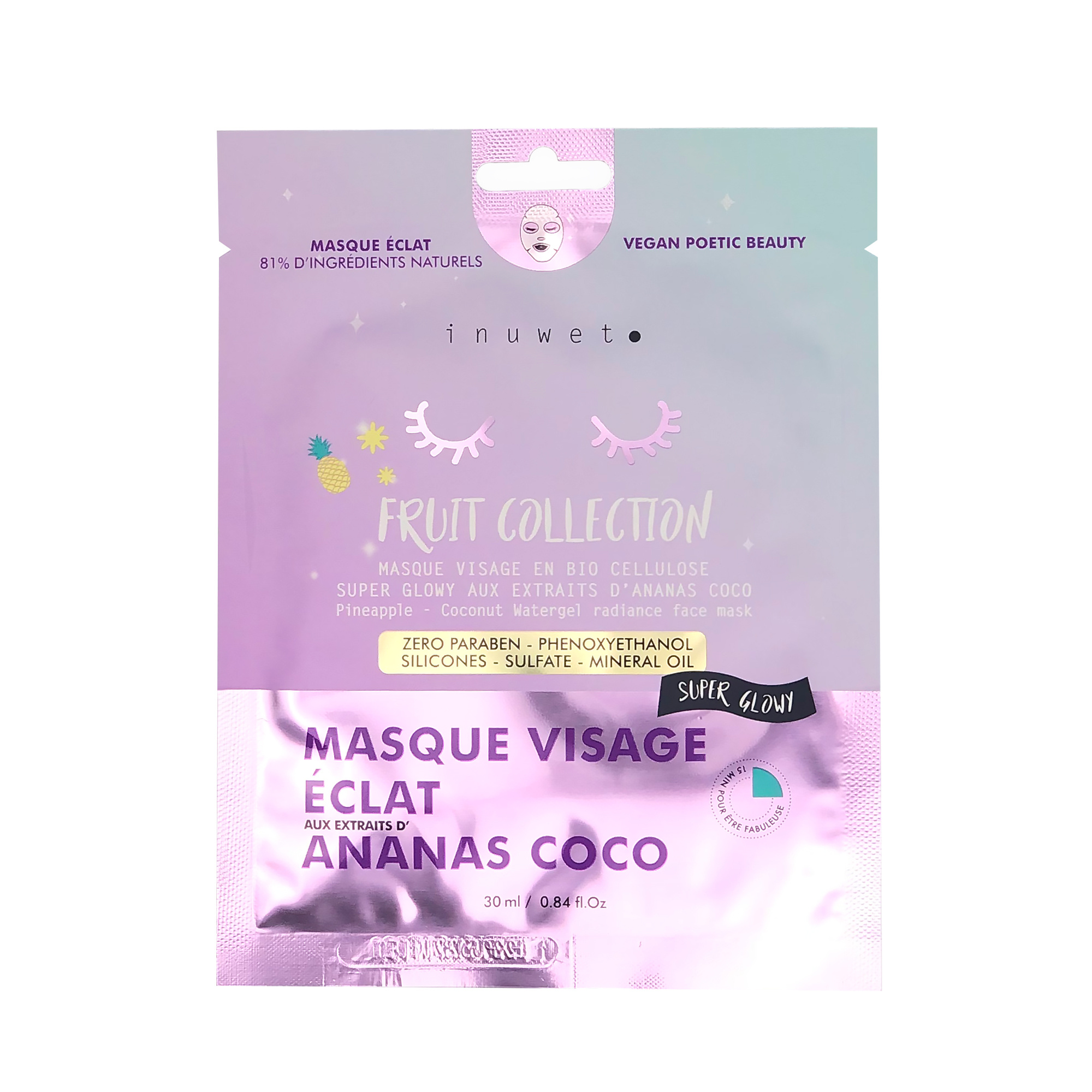 Inuwet Canada Masque visage - Éclat ananas coco - Inuwet