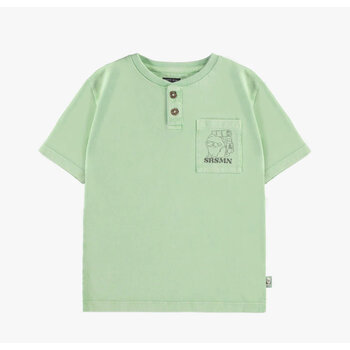 Souris Mini T-shirt à manches courtes vert avec illustration