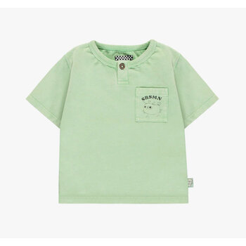 Souris Mini GREEN SHORT SLEEVES T-SHIRT WITH POCKET IN COTTON