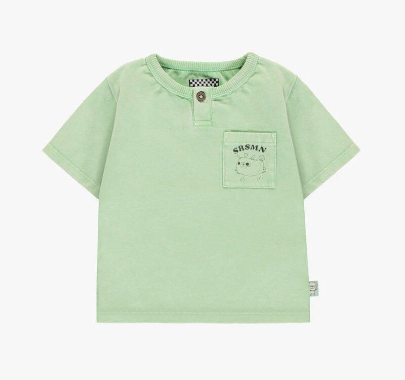 Souris Mini GREEN SHORT SLEEVES T-SHIRT WITH POCKET IN COTTON
