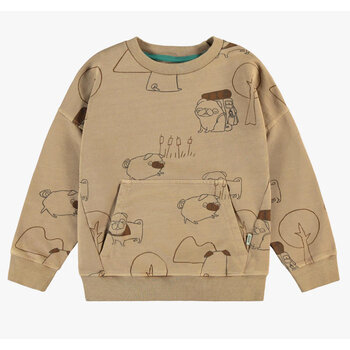 Souris Mini LIGHT BROWN LONG SLEEVES PATTERNED RELAXED FIT SWEATER WITH ILLUSTRATION