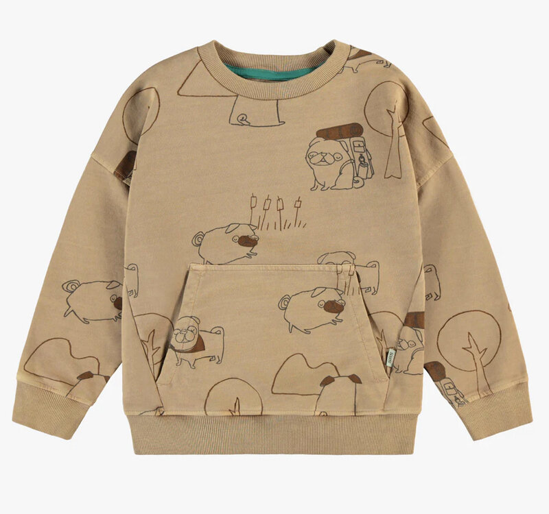 Souris Mini LIGHT BROWN LONG SLEEVES PATTERNED RELAXED FIT SWEATER WITH ILLUSTRATION