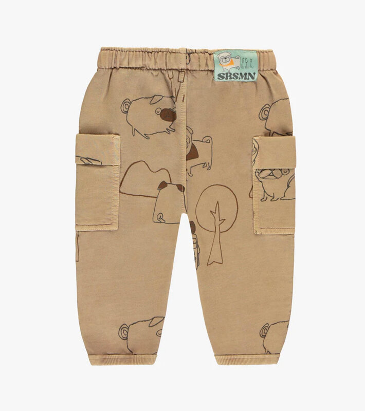 Souris Mini RELAXED FIT LIGHT BROWN PANTS WITH DOG PRINT