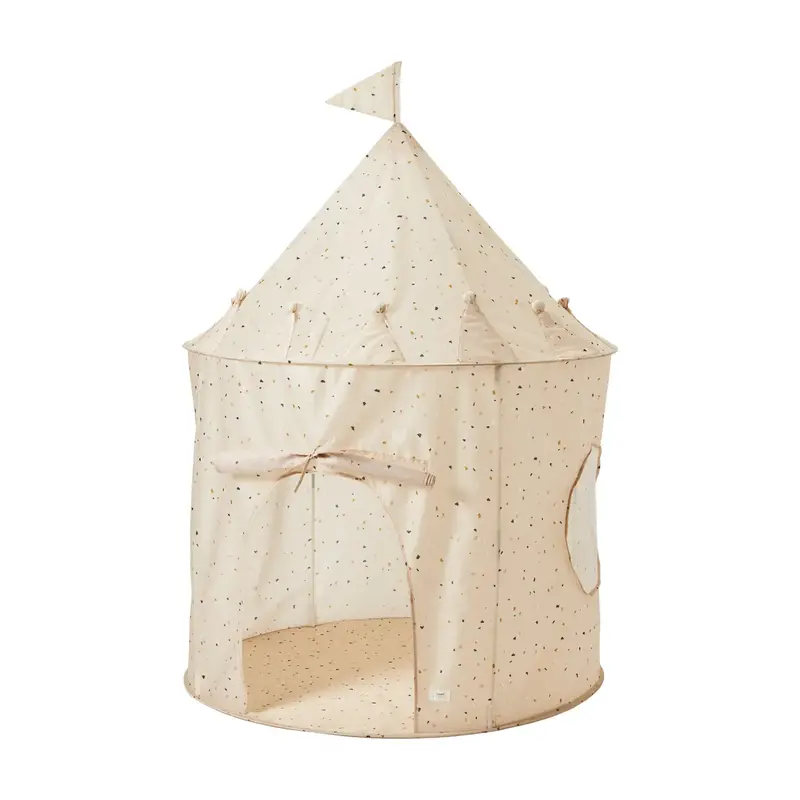 3 Sprouts Tente de jeu Castle en tissu recyclé - Couleurs Terrazzo - Terrazzo beige