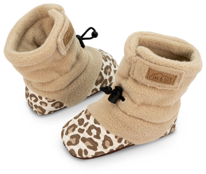 Jan&Jul Chaussons confortables stay- put pour bébés - léopard