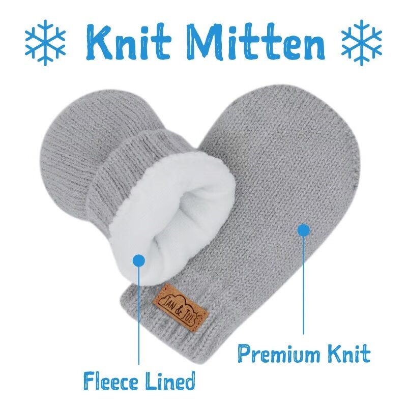 Jan&Jul Kids Knit Mittens - dark grey
