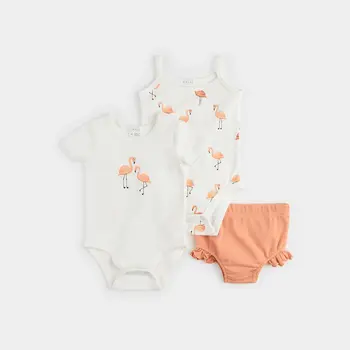 Petit Lem Flamingo 3 pc Bodysuit Shorts Set