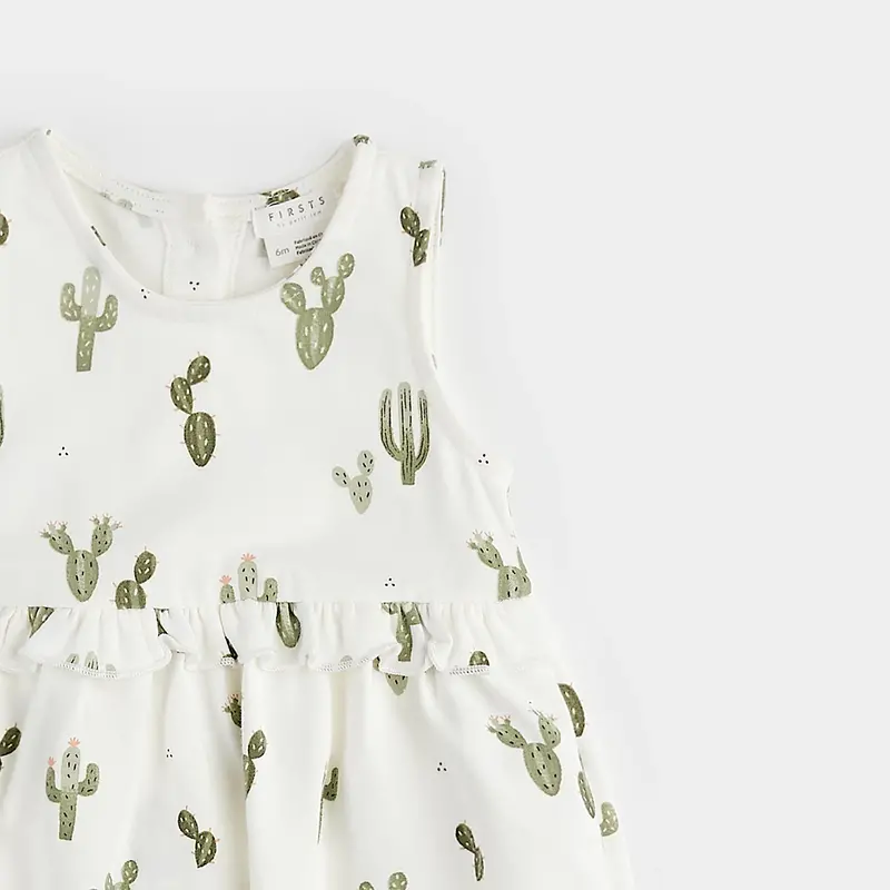 Petit Lem Cactus Print Bodysuit Dress