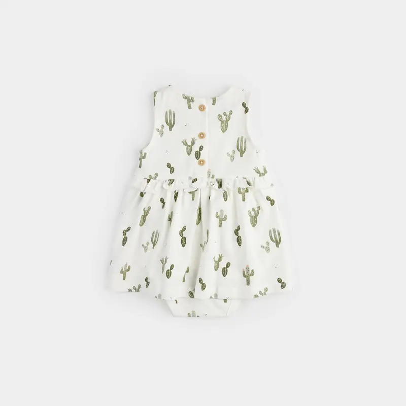 Petit Lem Robe cache-couche blanche à imprimé de cactus