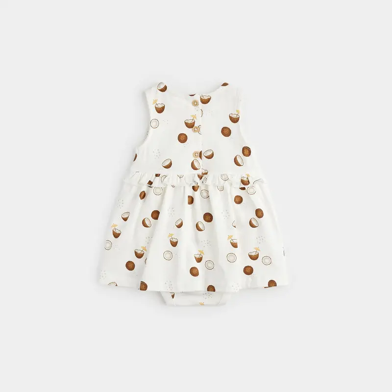 Petit Lem Coconut Print on Bodysuit Dress